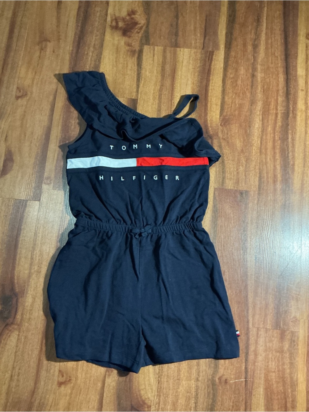 Tommy Hilfiger Girls' Navy One-Shoulder Romper sz 7 new
